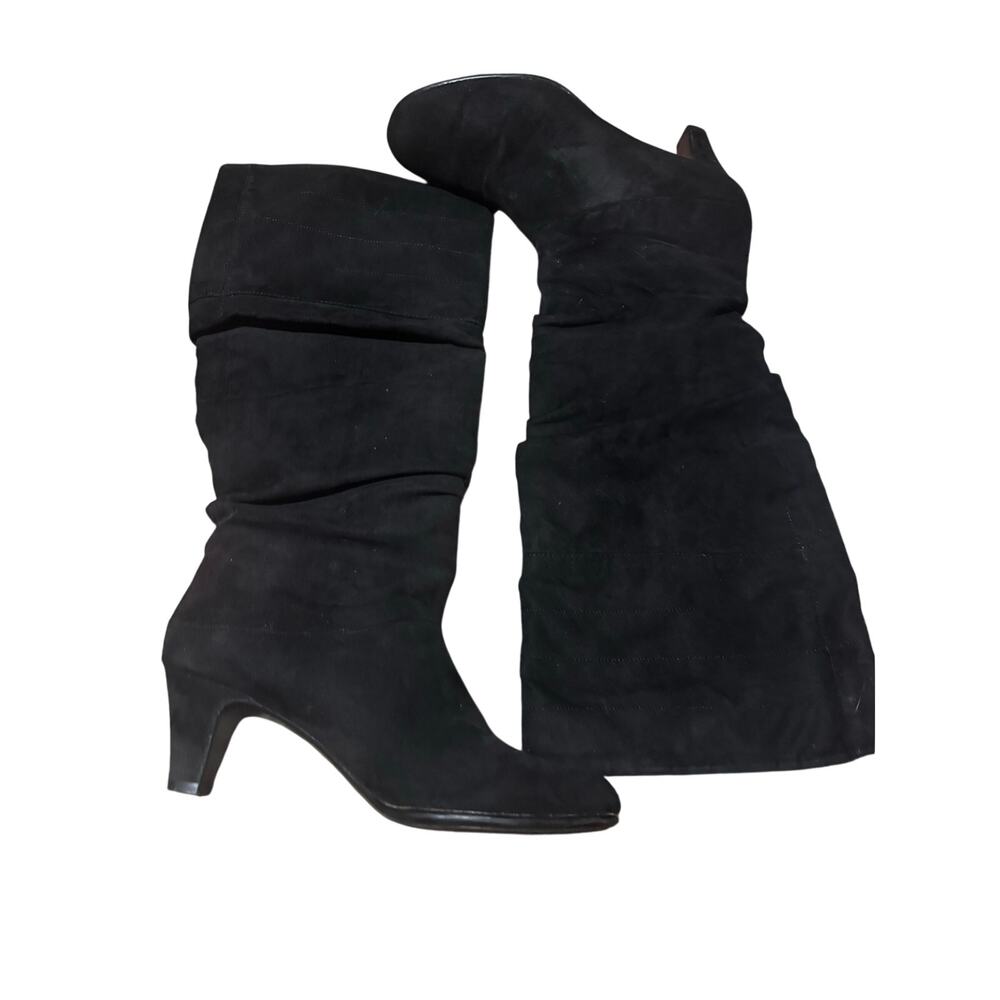 Aerosols 8m running play black fabric rushed 1” heeled boot euc box stored